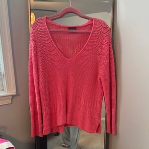 Wooden Ships V-Neck Sweater in Vibrant Pink